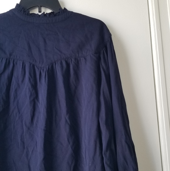 Sundays Andrea Long Sleeve Twill Top In Navy Size XS - Picture 5 of 13
